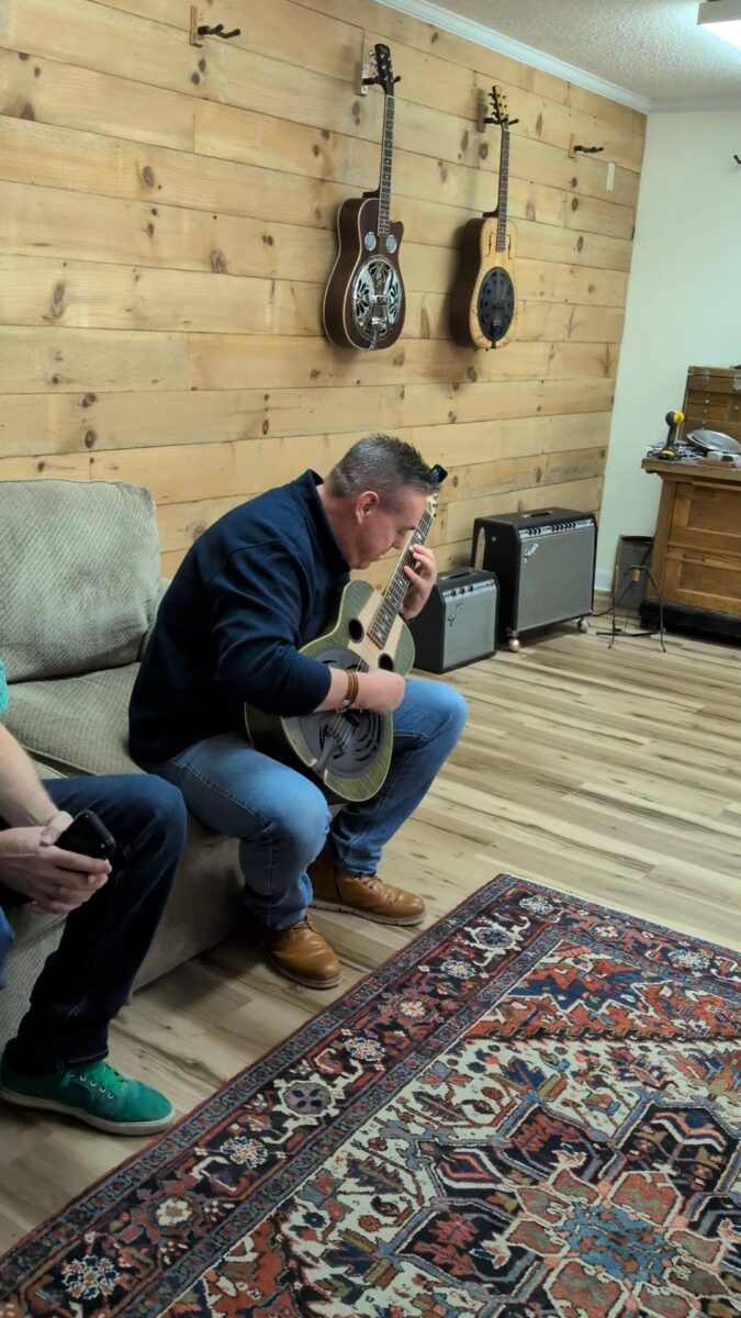Jimmy Stewart playing a Beard resophonic guitar